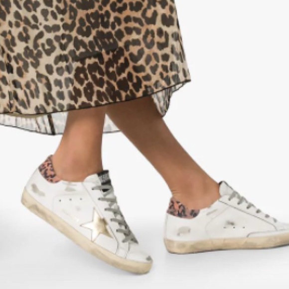 Golden Goose Superstar White/Gold Star/Leopard NIB - Picture 1 of 10